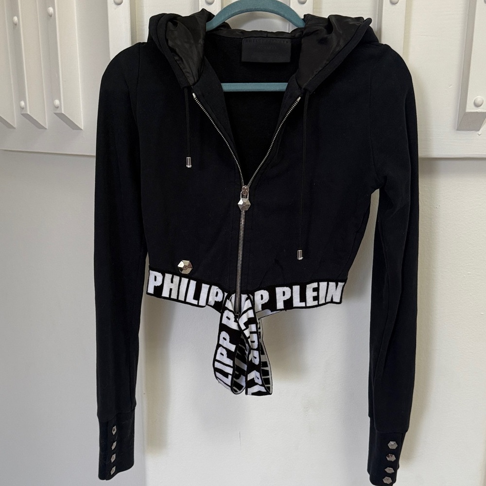 Philipp Plein Black Bomber Jacket with Logo Detail